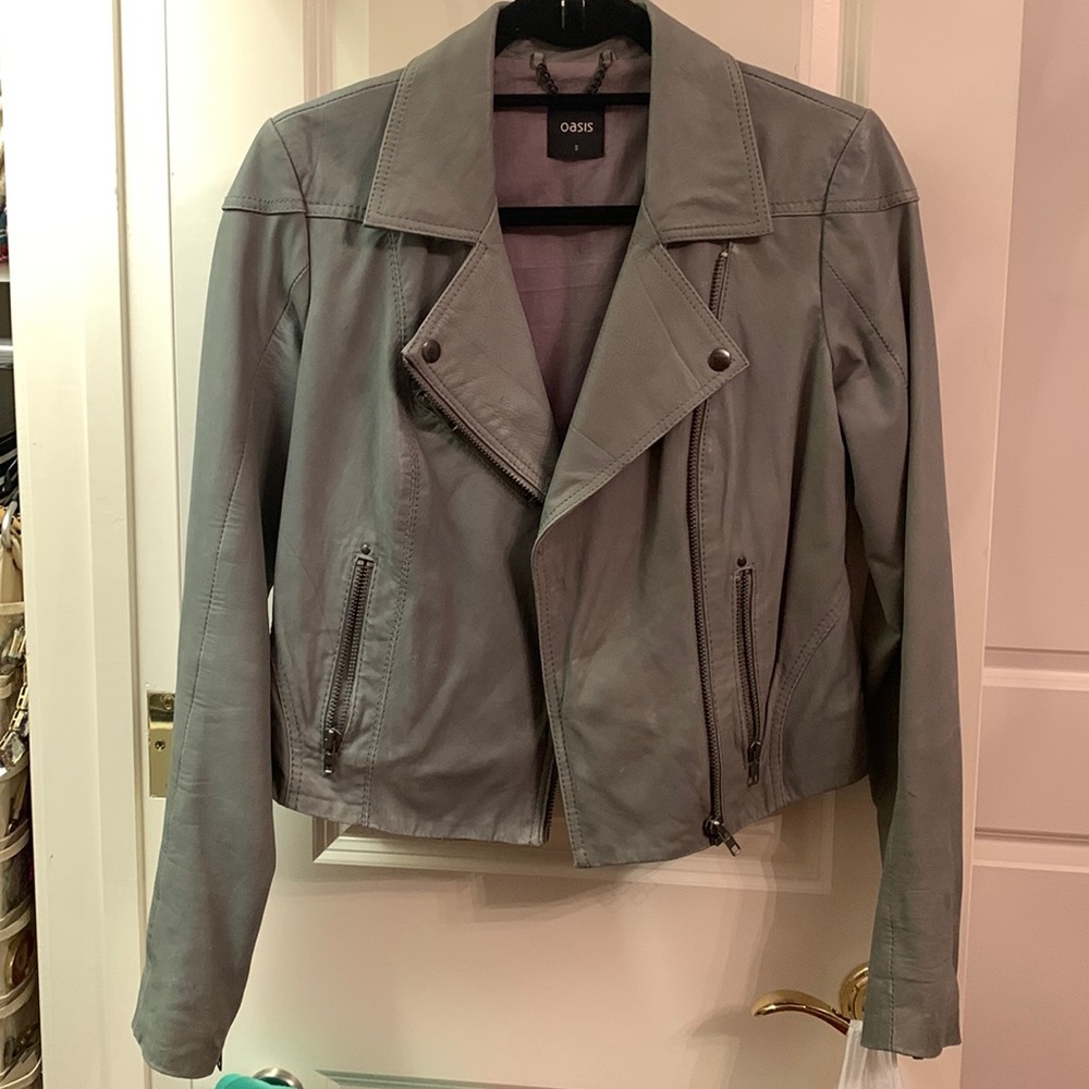 Oasis Gray Leather Jacket